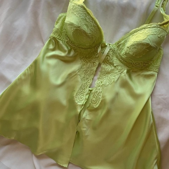 Frederick's of Hollywood Tops - Vintage frederick’s of hollywood teddy top in satin bright green.